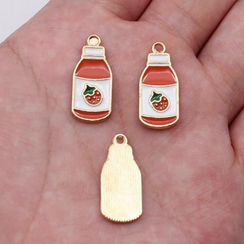 Zinc Alloy Enamel Pendants Strawberry gold color plated DIY mixed colors Sold By PC