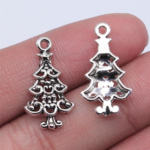 Ciondoli in lega di zinco, lega in zinco, Albero di Natale, placcato argento antico, DIY, 23x13mm, Venduto da PC