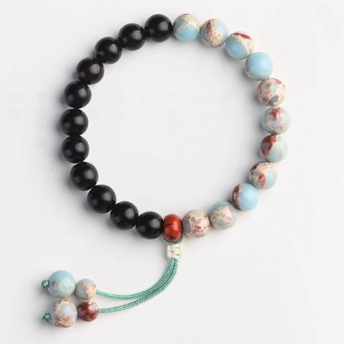 Shoushan Stein Armband, mit Schwarz Sandelholz & grüne Sandelholz, rund, handgemacht, unisex & verschiedene Stile für Wahl, beads length 8mm, Länge:ca. 6-8 ZollInch, verkauft von PC