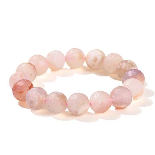 Cherry Blossom Agate Bracelet, Round, handmade, different size for choice & for woman, Length:Approx 6-8 Inch, Sold By PC