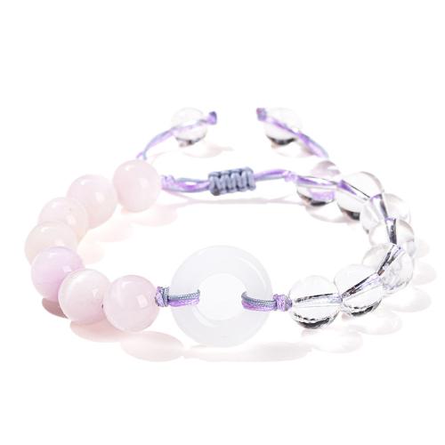 quartz clair bracelet, avec cordon de polyester & kunzite, Motif géométrique, fait à la main, bijoux de mode & pour femme, beads length 10mm, Longueur:Environ 6-8 pouce, Vendu par PC