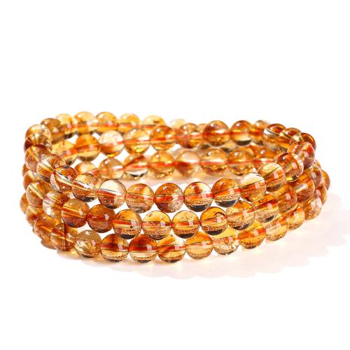 Citrine Bracelet, Round, handmade, multilayer & for woman, more colors for choice, beads length 6mm, Length:Approx 6-8 Inch, Sold By PC