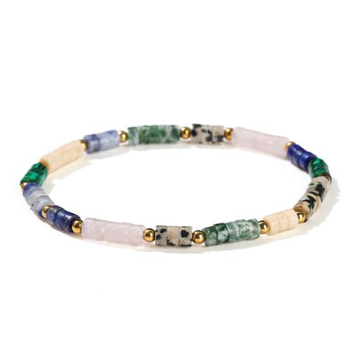 Pierre naturelle bracelet, avec Acier inoxydable 304, Motif géométrique, fait à la main, bijoux de mode & unisexe, 4x2mm, Longueur:Environ 6-8 pouce, Vendu par PC