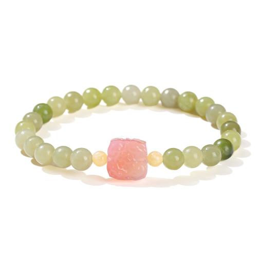 Vert-Jade bracelet, avec Agate salée, fait à la main, bijoux de mode & pour femme, beads length 6mm, Longueur Environ 6-8 pouce, Vendu par PC