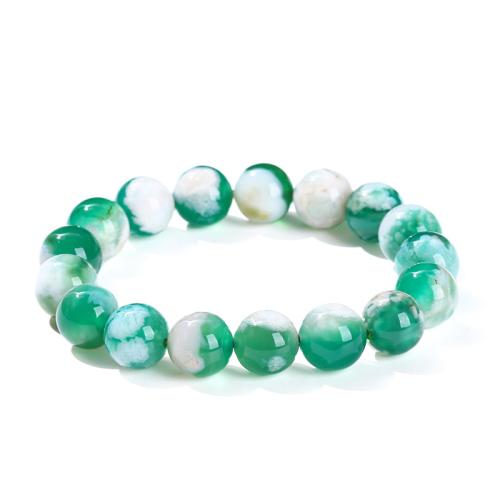 Cherry Blossom Agate Bracelet Round handmade & for woman green Length Approx 6-8 Inch Sold By PC