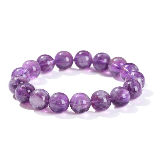 Rabbit Fur Quartz Bracelet, Round, fashion jewelry & for woman, purple, Grade AAA, beads length 11-12mm, Length:Approx 6-8 Inch, Sold By PC