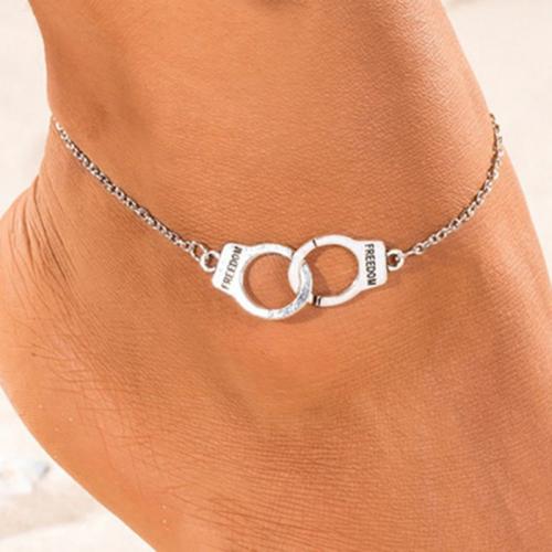 Bracelet de cheville en alliage de zinc, styles différents pour le choix & pour femme, argent, Vendu par PC