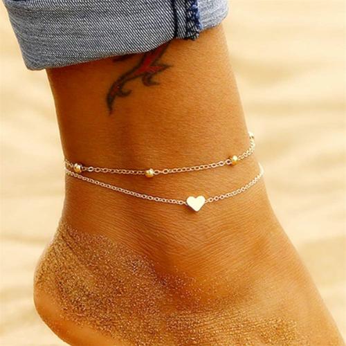 Zinc Alloy Anklet Double Layer & for woman Length Approx 20 cm Approx 24 cm Sold By PC