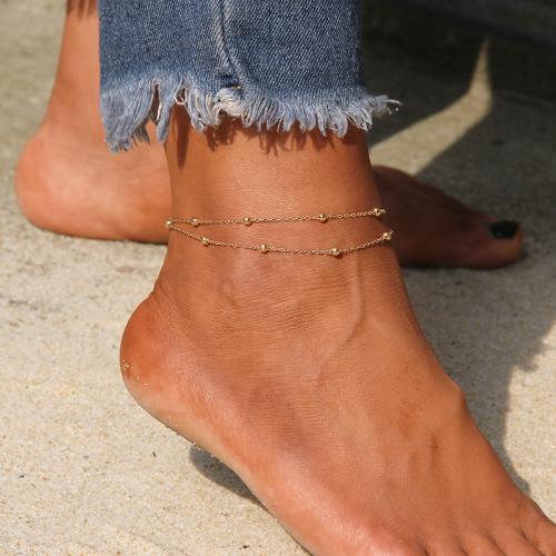 Tibetan Style Anklet, Double Layer & for woman, more colors for choice, Length:Approx 19 cm, Approx 21 cm, Sold By PC