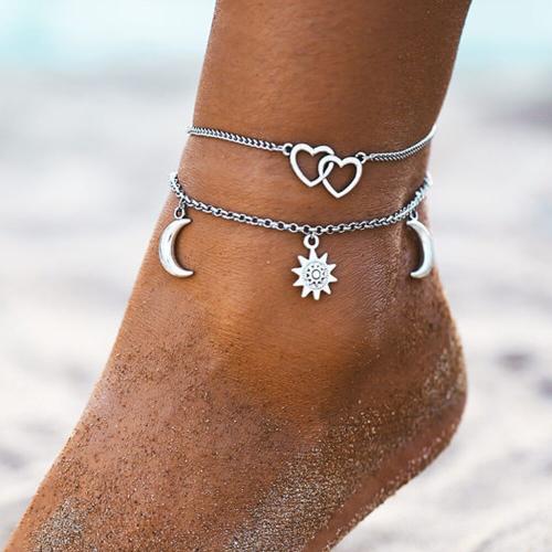 Zinc Alloy Anklet Double Layer & for woman Length Approx 20 cm Approx 24 cm Sold By PC