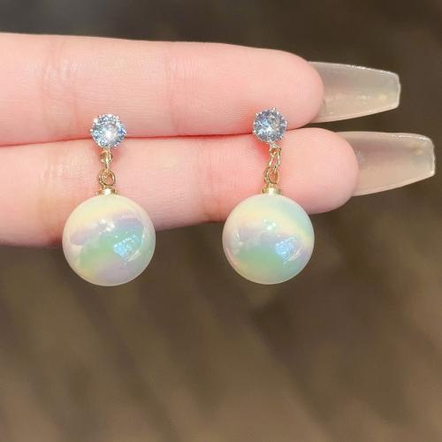 Tibetan Style Stud Earring, with Plastic Pearl, fashion jewelry & for woman & with rhinestone, 27x14mm, Sold By Pair