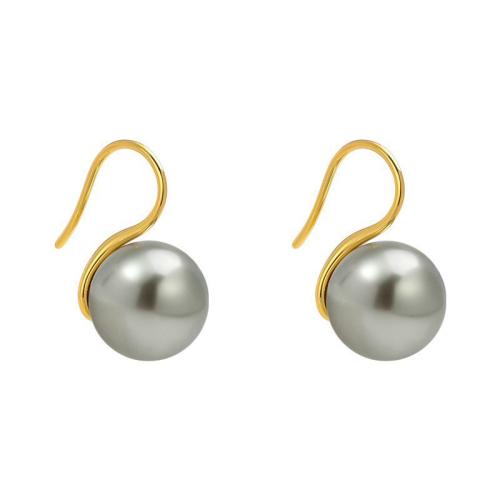 Tibetan Style Drop Earrings, with Shell Pearl, fashion jewelry & for woman, more colors for choice, 18x10mm, Sold By Pair