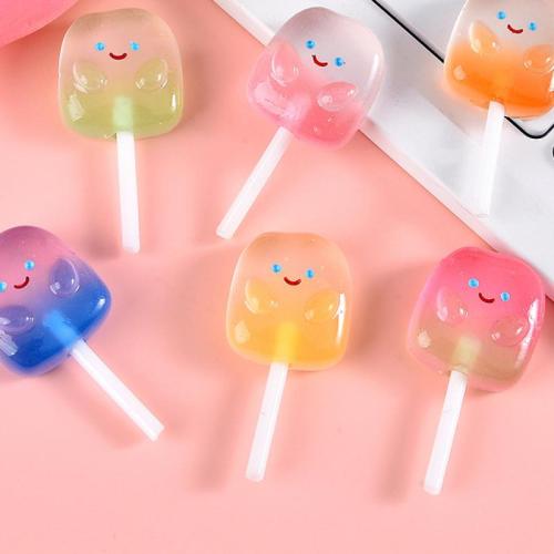 Mobile Phone DIY Decoration, Resin, Lollipop, luminated, Random Color, 42x21mm, Sold By PC