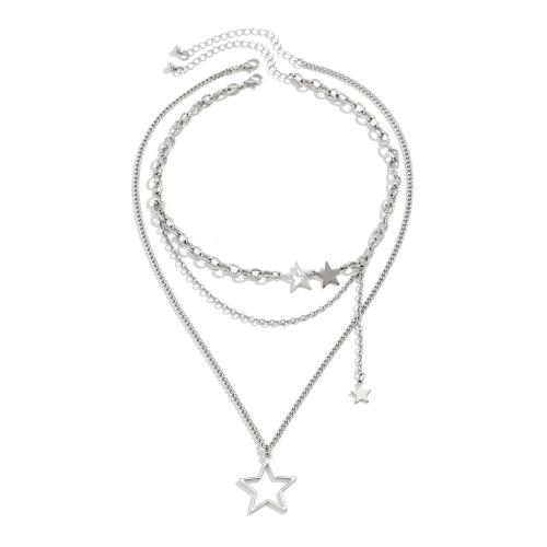 Collier de bijoux en alliage de zinc, avec chaîne de fer, bijoux de mode & multicouche & styles différents pour le choix & pour femme, Vendu par PC