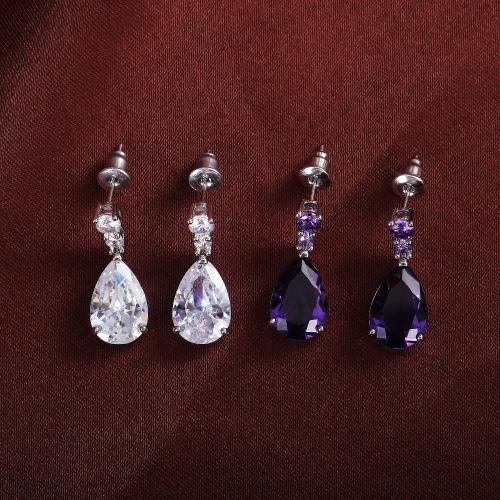 Boucles d'oreilles en laiton zircon cubique pavent, bijoux de mode & pavé de micro zircon & pour femme, plus de couleurs à choisir, 21mm, Vendu par paire