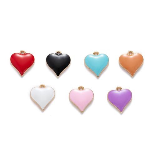 Zinc Alloy émail Pendants, alliage de zinc, coeur, DIY, plus de couleurs à choisir, 15.91x17.30mm, 10PC/sac, Vendu par sac