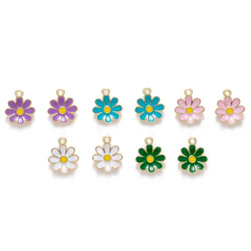 Tibetan Style Enamel Pendants, Flower, DIY, more colors for choice, 15.17x18.53mm, 10PCs/Bag, Sold By Bag