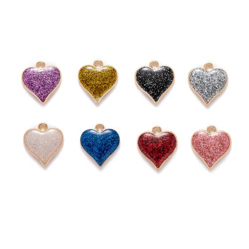 Zinc Alloy émail Pendants, alliage de zinc, coeur, DIY, plus de couleurs à choisir, 16.17x17.59mm, 10PC/sac, Vendu par sac