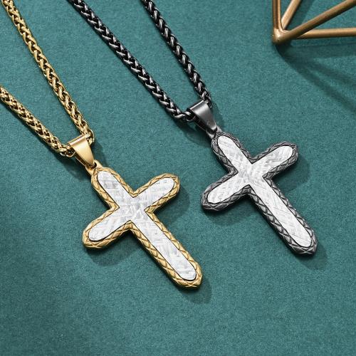 Stainless Steel Jewelry Necklace, 304 Stainless Steel, Cross, fashion jewelry & Unisex & different styles for choice, more colors for choice, 31x45mm, Length:Approx 60 cm, Sold By PC