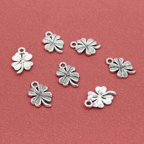 Zink-Legierung Clover Anhänger, Zinklegierung, vierblättriges Kleeblatt, silberfarben plattiert, DIY, frei von Nickel, Blei & Kadmium, 17x11mm, Bohrung:ca. 2mm, ca. 200PCs/Tasche, verkauft von Tasche