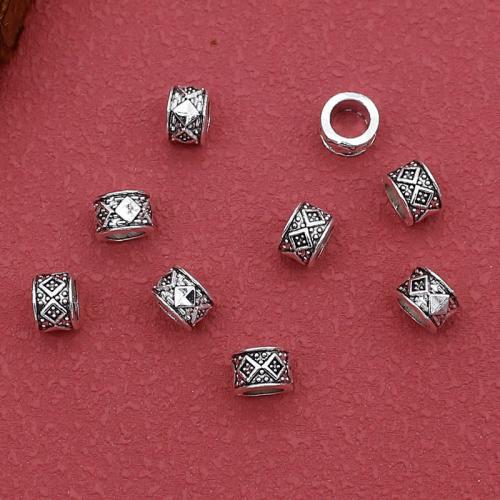 Tibetan Style Large Hole Bead, silver color plated, DIY, nickel, lead & cadmium free, 7x5mm, Hole:Approx 4.5mm, Approx 200PCs/Bag, Sold By Bag