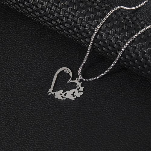 Stainless Steel Jewelry Necklace 304 Stainless Steel Heart fashion jewelry & for woman original color Length Approx 60 cm Sold By PC