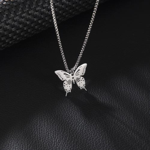 Stainless Steel Jewelry Necklace 304 Stainless Steel Butterfly fashion jewelry & for woman original color Length Approx 60 cm Sold By PC