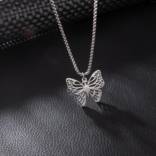 Stainless Steel Jewelry Necklace 304 Stainless Steel Butterfly fashion jewelry & for woman original color Length Approx 60 cm Sold By PC