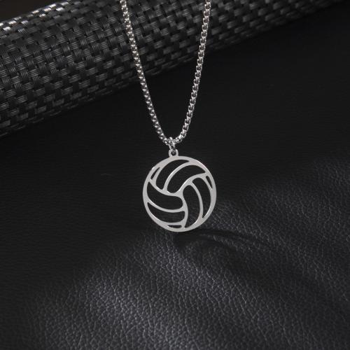 Stainless Steel Jewelry Necklace 304 Stainless Steel Volleyball fashion jewelry & Unisex original color 28mm Length Approx 60 cm Sold By PC