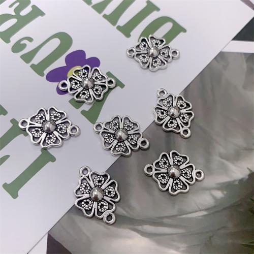 Fleur Tibetan Style connecteur, alliage de zinc, Plaqué de couleur d'argent, DIY & boucle de 1/1, protéger l'environnement, sans nickel, plomb et cadmium, 21x15mm, 100PC/sac, Vendu par sac