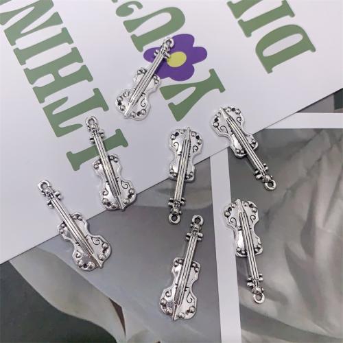 Musical Instrument Shaped Tibetan Style Pendants, Guitar, antique silver color plated, DIY, nickel, lead & cadmium free, 31x11mm, 100PCs/Bag, Sold By Bag