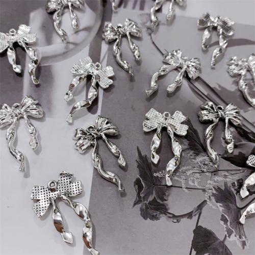 Tibetan Style Bowknot Pendants, antique silver color plated, DIY, nickel, lead & cadmium free, 18x30mm, 100PCs/Bag, Sold By Bag