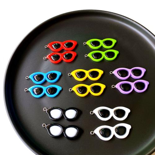 Resin Pendant, Glasses, DIY, more colors for choice, 15x42mm, 100PCs/Bag, Sold By Bag