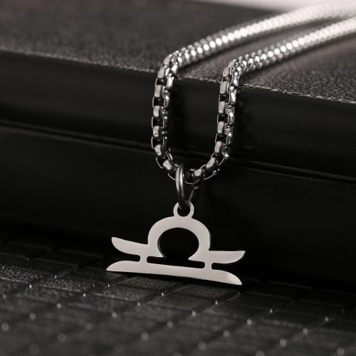 Stainless Steel Jewelry Necklace 304 Stainless Steel 12 Signs of the Zodiac silver color plated & for man Length 60 cm Sold By PC