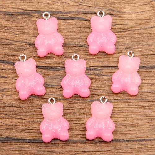 Pendentif en résine, ours, DIY, rose, 15x23mm, 100PC/sac, Vendu par sac