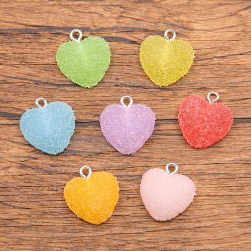 Resin Pendant, Heart, DIY, more colors for choice, 17x18mm, 100PCs/Bag, Sold By Bag