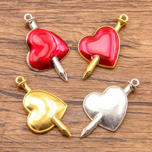 Zinc Alloy Enamel Pendants Heart plated DIY nickel lead & cadmium free Sold By Bag