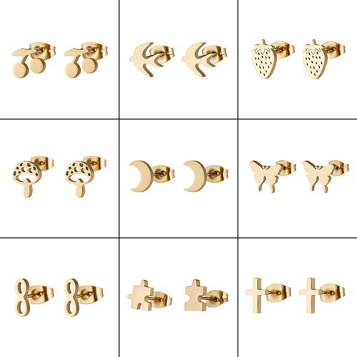 Stainless Steel Stud Earrings 304 Stainless Steel plated fashion jewelry & for woman Sold By Pair