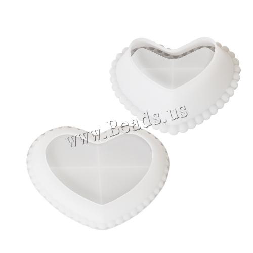 DIY Epoxy Mold Set, Silicone, Heart, white, Sold By PC