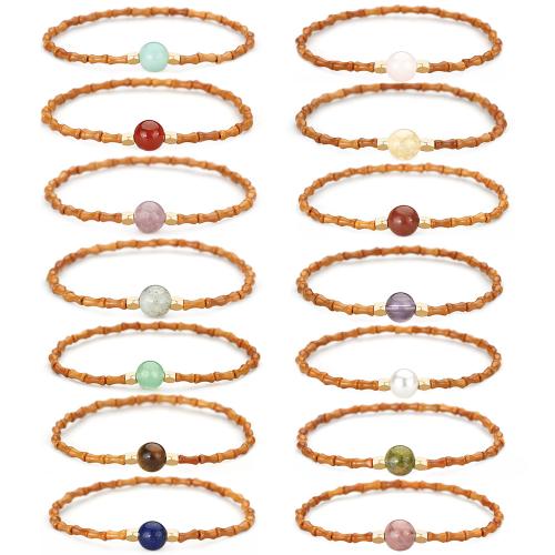 Gemstone Bracelets, Olivary Nucleus, with Elastic Thread & Gemstone, handmade, fashion jewelry & different materials for choice & for woman, Length:Approx 17 cm, Sold By PC