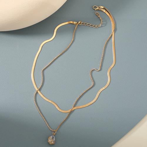 Zinc Alloy Jewelry Necklace with Crystal plated Double Layer & fashion jewelry & for woman Sold By PC