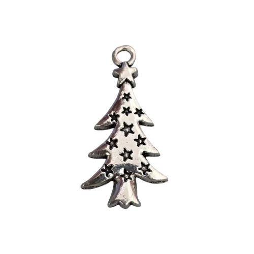 Pendentifs Noël en alliage de zinc, arbre de noël, Plaqué de couleur d'argent, DIY, 100PC/lot, Vendu par lot