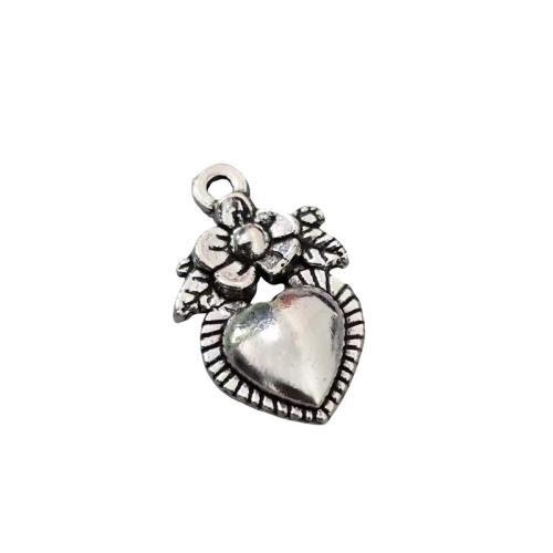 Pendentifs coeur en alliage de zinc, Plaqué de couleur d'argent, DIY, couleur originale, 100PC/lot, Vendu par lot