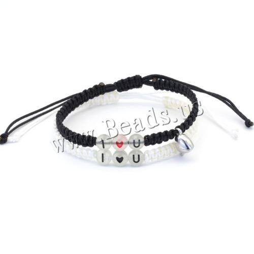 Fashion Create Wax Cord Bracelets, Acrylic, with Wax Cord, 2 pieces & Unisex & luminated, more colors for choice, Length:Approx 16-30 cm, Sold By Set