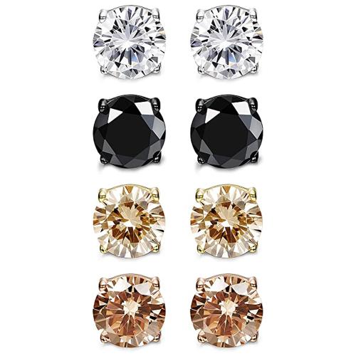 Stainless Steel Stud Earrings 316L Stainless Steel plated & micro pave cubic zirconia & for woman Sold By PC