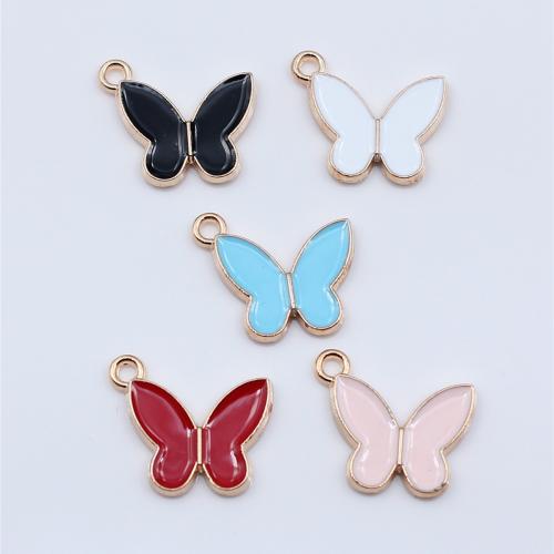 Zinc Alloy Enamel Pendants Butterfly plated DIY Sold By PC