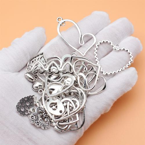 Zinklegering hart connectors, Zinc Alloy, antiek zilver plated, DIY & 1/1 lus, Verkocht door Bag