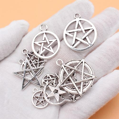 Zinc Alloy Star Pendant antique silver color plated DIY Sold By Bag