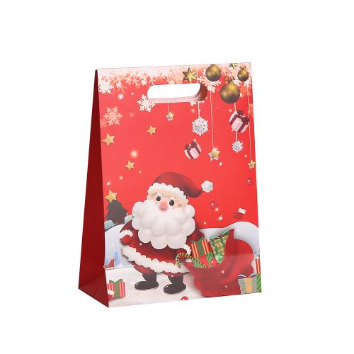 Kraftpapier Christmas Gift Bag, Drucken, verschiedene Größen vorhanden & verschiedene Muster für Wahl & mit Dekoration von Bandschleife, verkauft von PC