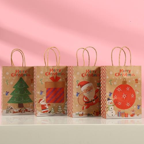 Kraft Bolsa de regalos de Navidad, Impresión, diverso tamaño para la opción & diferentes patrones para la opción, Vendido por UD